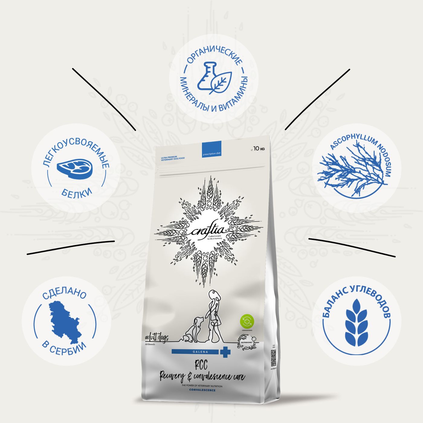 Ветеринарная диета CRAFTIA GALENA DOG RECOVERY&CONVALESCENCE CARE РекавериэндКонвалесенс для собак поддержка в период восстановления и реабилитаци 10к — фото 5