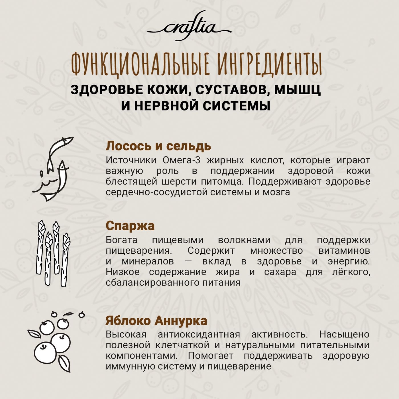 Сухой корм CRAFTIA NATURA для щенков миниатюрных и мелких пород из лосося с сельдью 640 г — фото 5