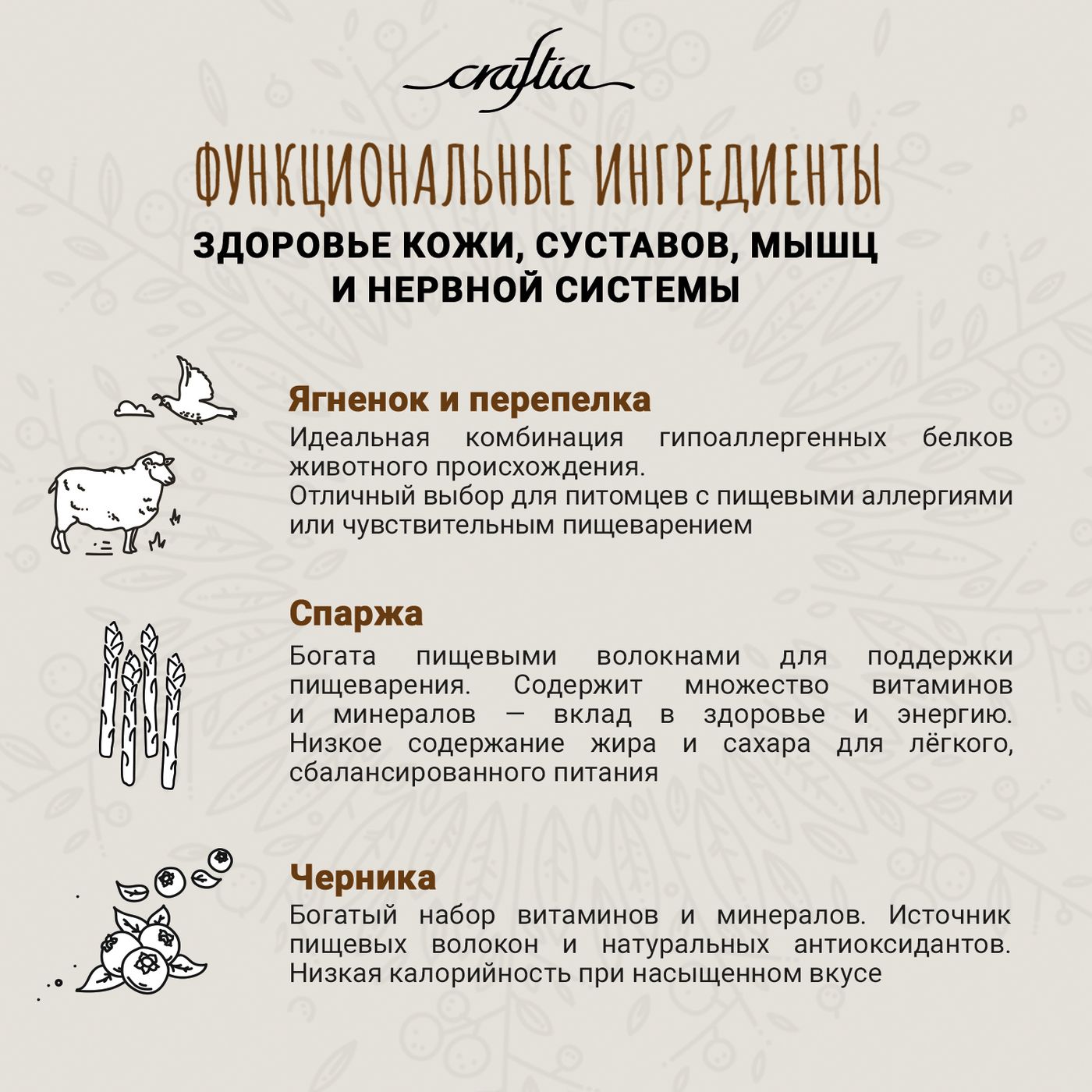 Сухой корм CRAFTIA NATURA для щенков средних и крупных пород из ягненка с перепелкой 2 кг — фото 5