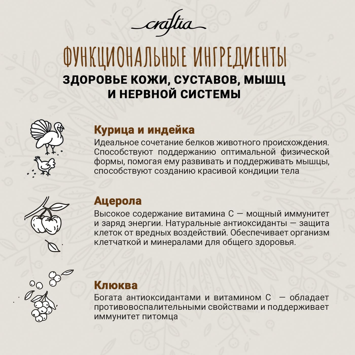 Сухой корм CRAFTIA NATURA для взрослых собак средних и крупных пород из курицы и индейки 2 кг — фото 5